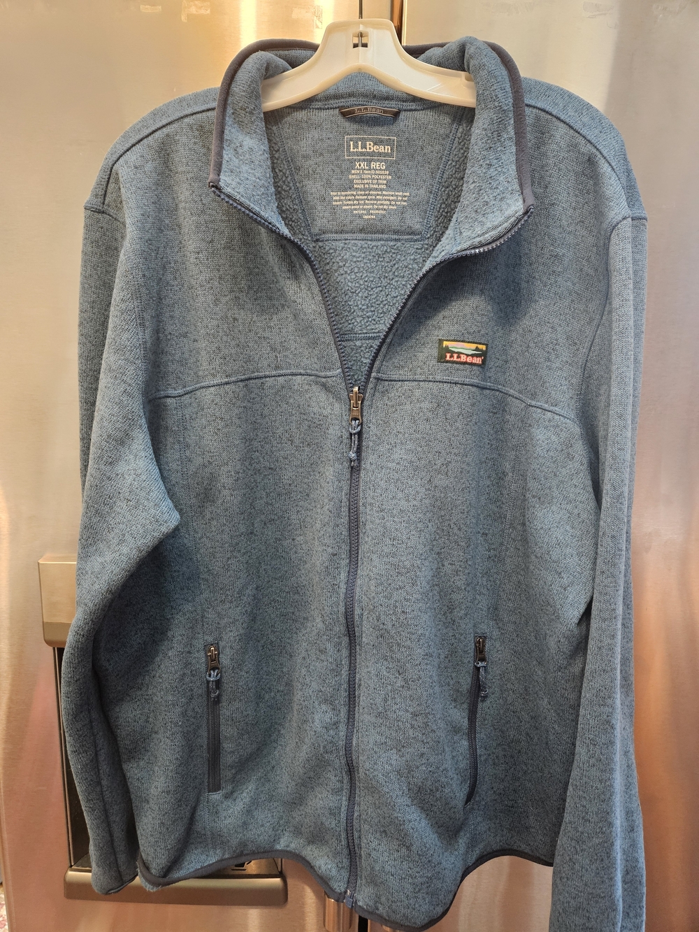 L.L. Bean Men's Heathered Blue Full-Zip Fleece Jacket (XXL)